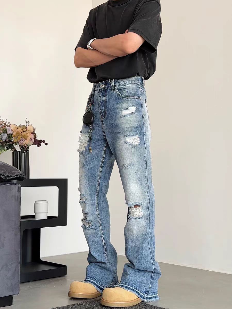 Japanese Brand × Jean High street washed ripped baggy micro flare jeans Size US 34 / EU 50 - 3 Thumbnail