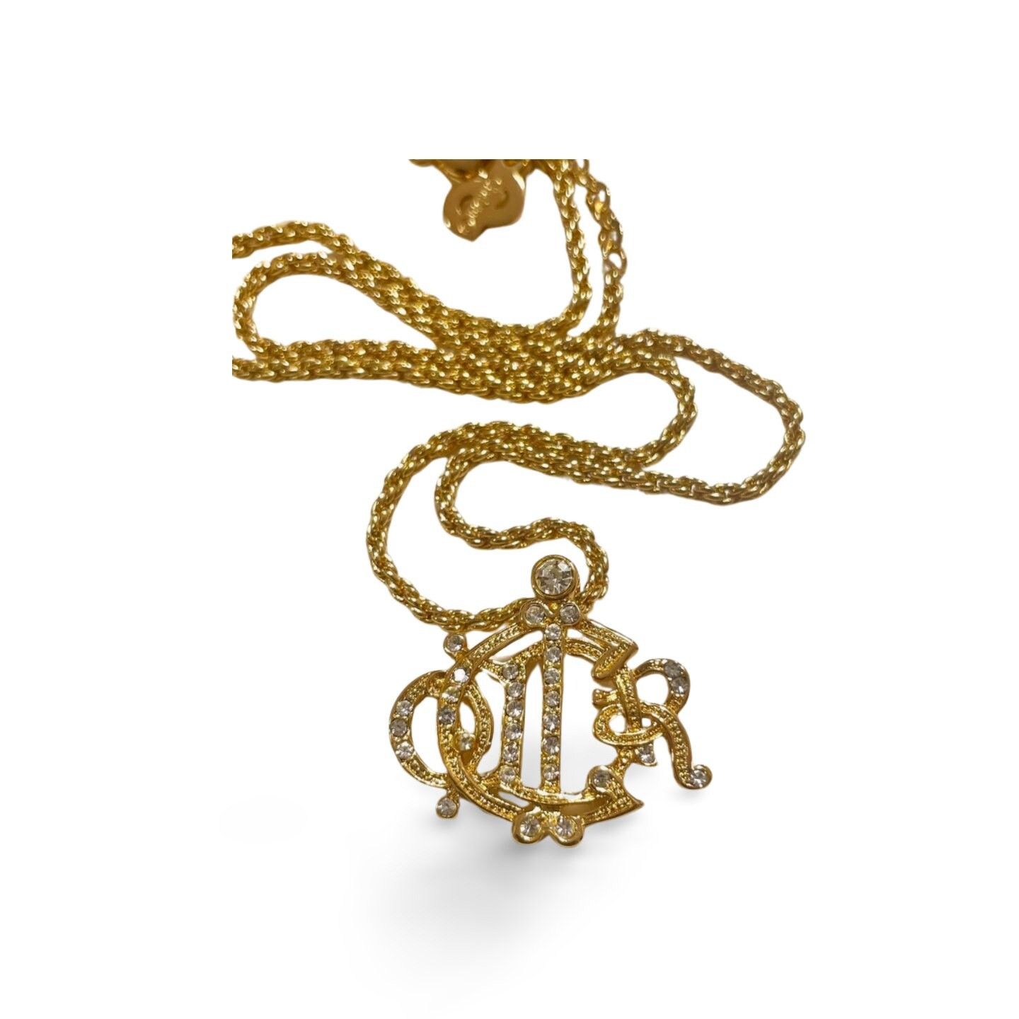 Dior MINT. Vintage Christian Dior golden detailed logo necklace Size ONE SIZE - 3 Thumbnail