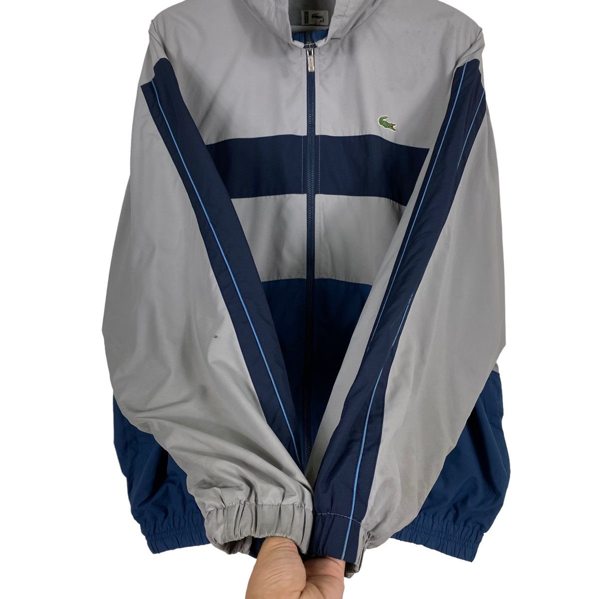 Japanese Brand × Lacoste 💥LACOSTE BIG LOGO STRIPED SPORT WINDBREAKER JACKET Size US L / EU 52-54 / 3 - 8 Thumbnail
