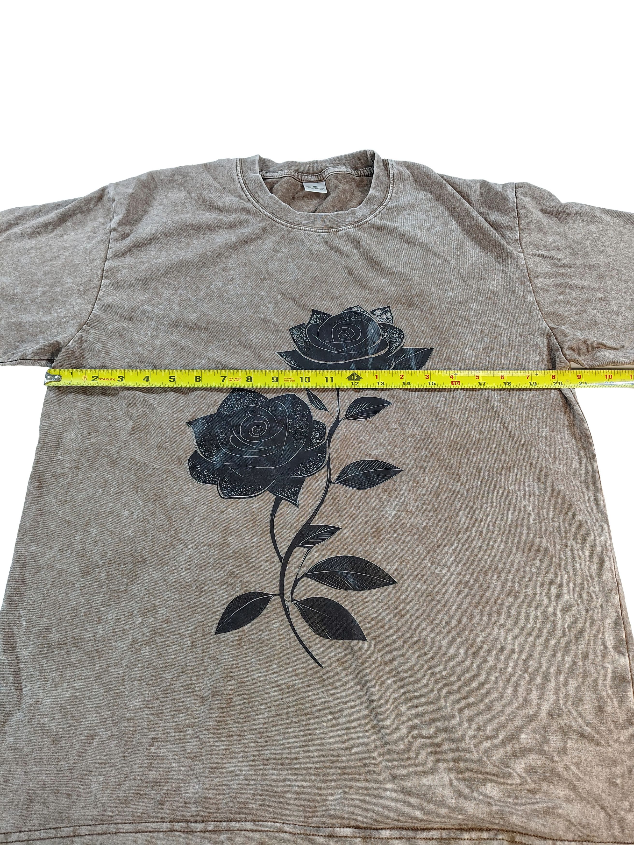 Other Men's Acid-Washed Black Rose Short Sleeve Graphic T-Shirt Size US M / EU 48-50 / 2 - 3 Thumbnail