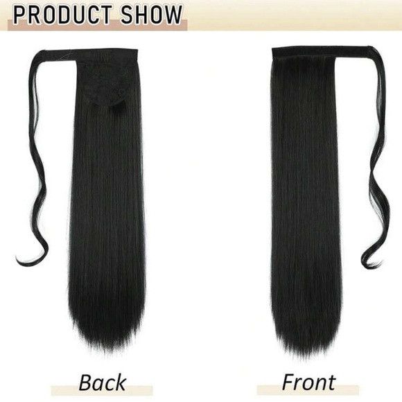 Other 22 Inches Black Long Synthetic Wrapped Ponytail Extension Size ONE SIZE - 4 Thumbnail