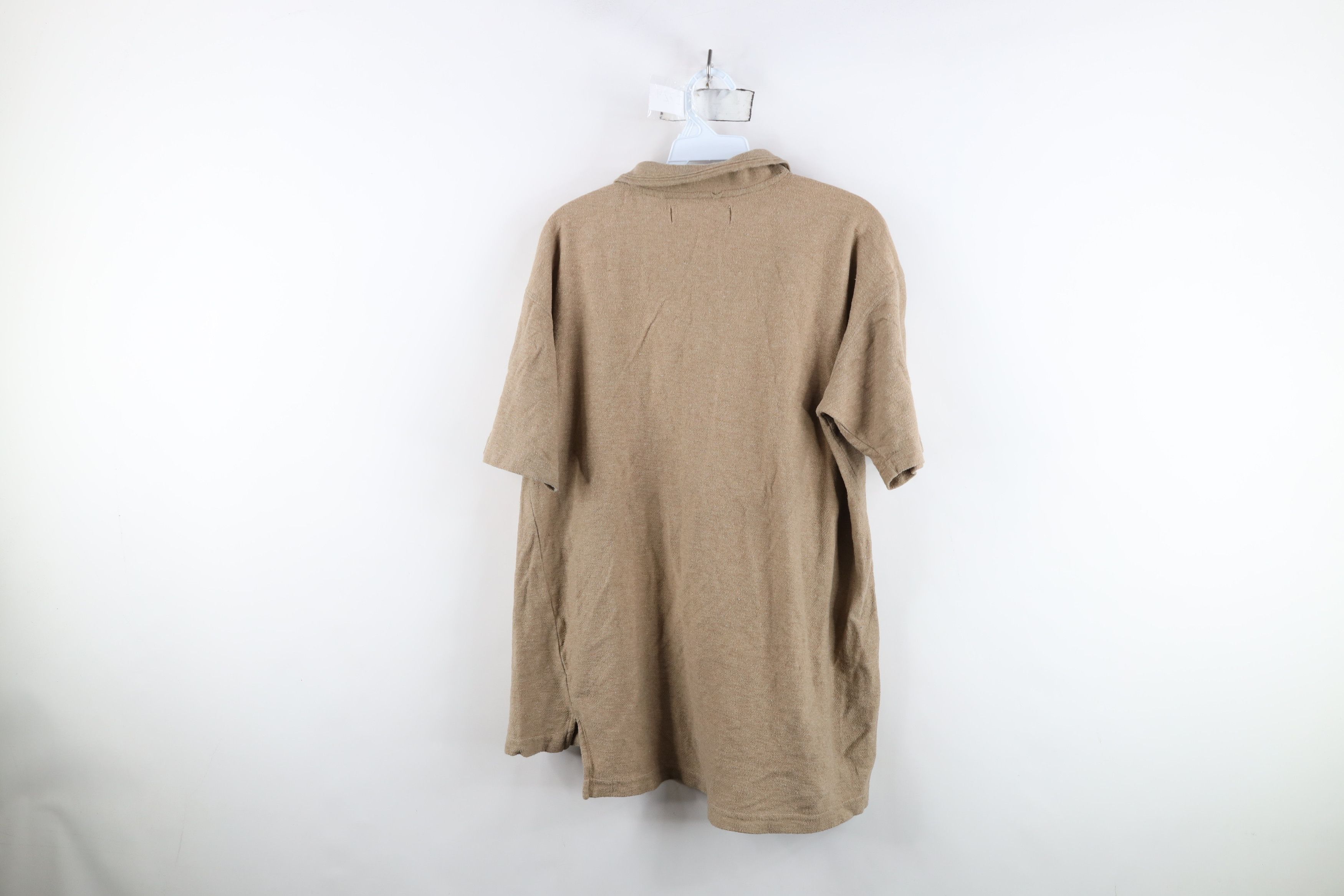 Vintage Vintage 90s Streetwear Blank Knit Golf Polo Shirt Beige Tan Size US L / EU 52-54 / 3 - 9 Thumbnail