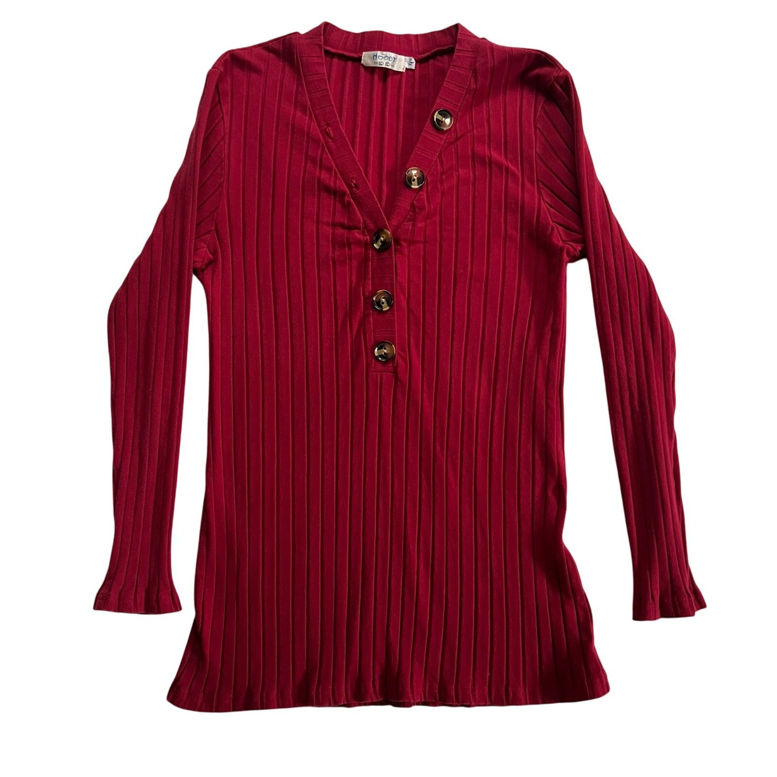 Vintage Y2K Hooey Ko Ko Ribbed V-Neck Top XL Deep Red Size XL / US 12-14 / IT 48-50 - 1 Thumbnail