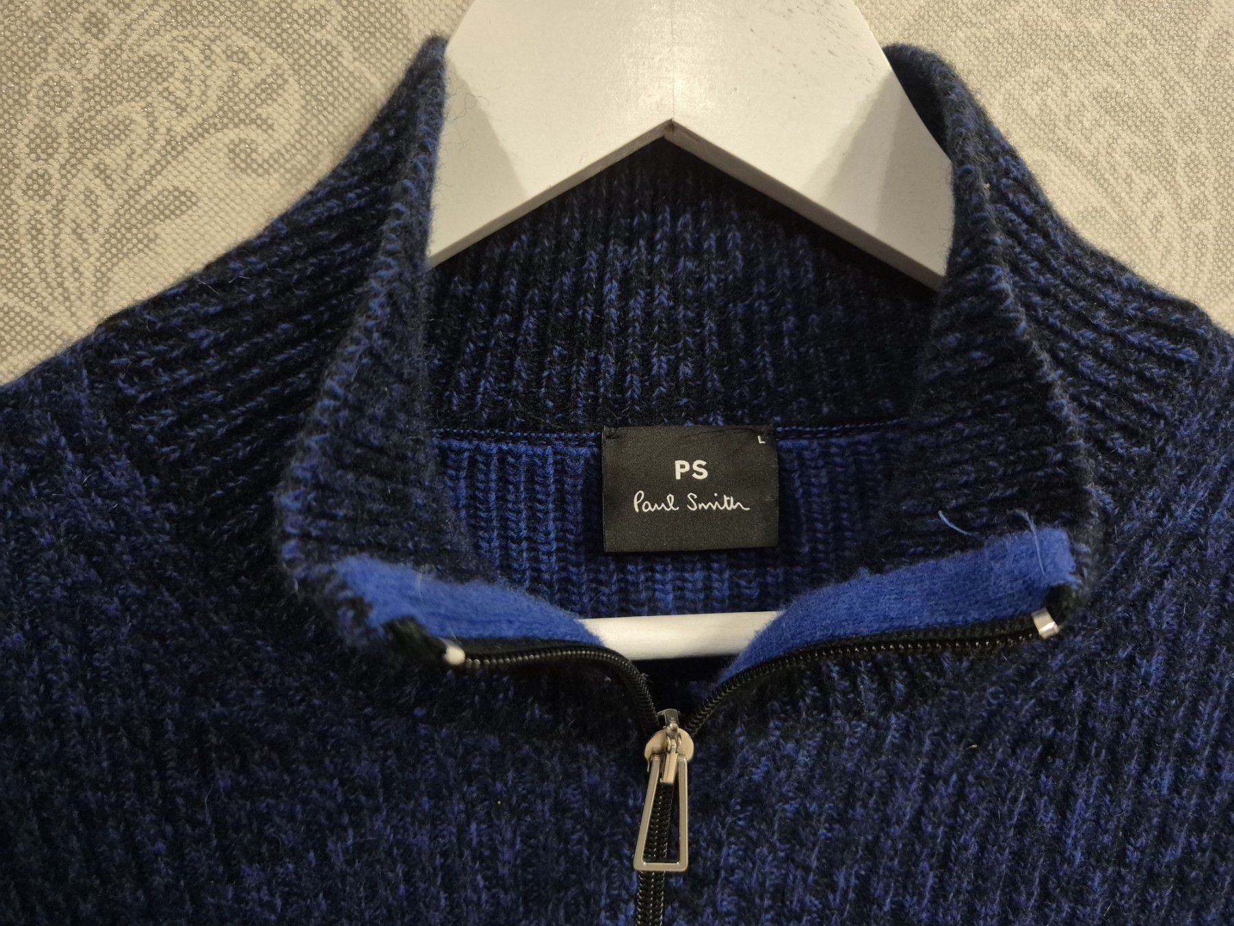 Paul Smith PS Paul Smith Wool Men's Navy Blue Quarter-Zip Knit Sweater Size US L / EU 52-54 / 3 - 9 Thumbnail