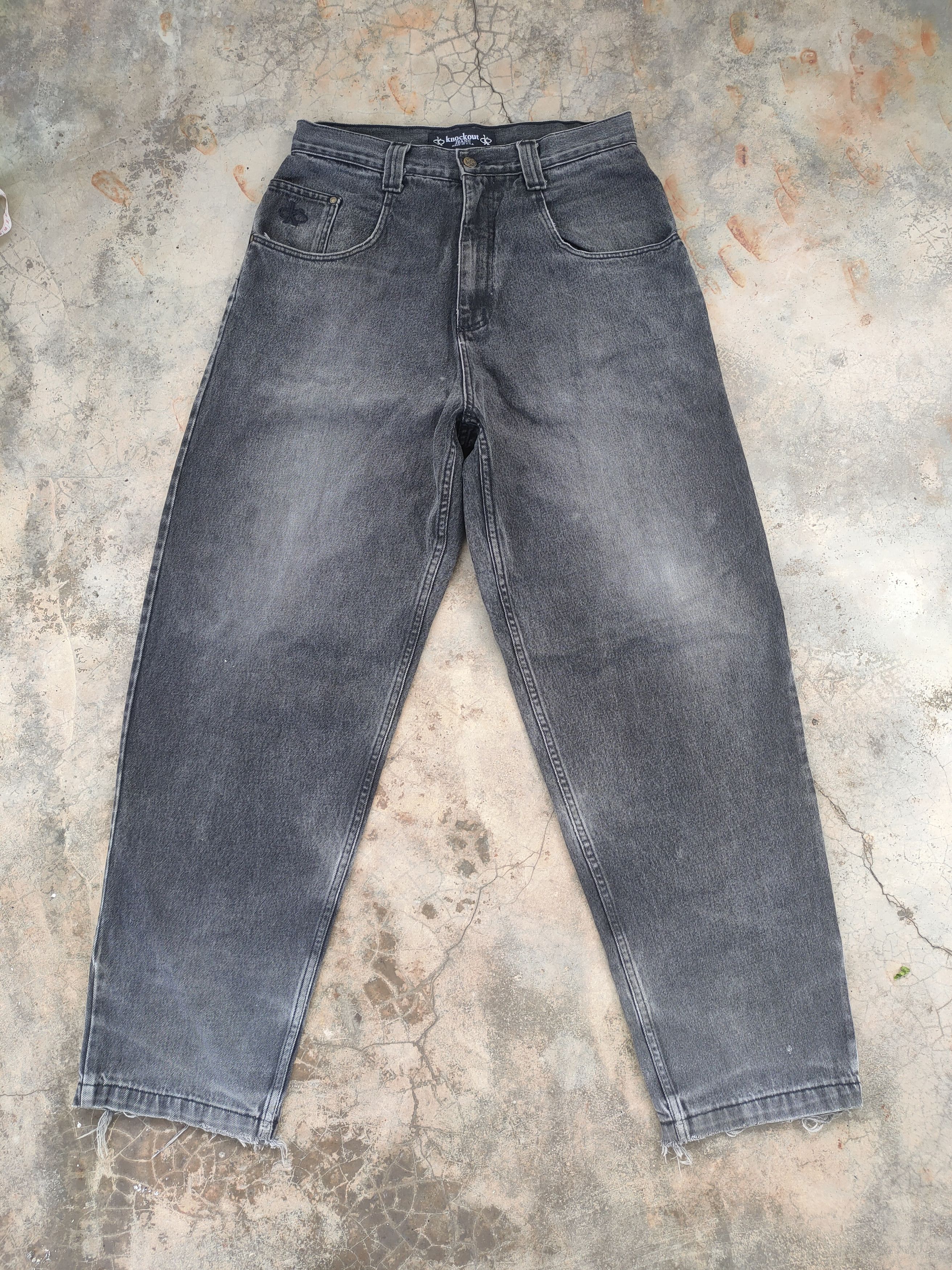 Jean × Vintage W34 VINTAGE KNOCKOUT FADED BLACK DISTRESSED JEANS PANTS Size US 34 / EU 50 - 2 Thumbnail
