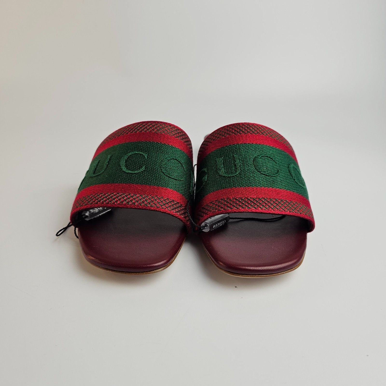 Gucci GUCCI Green/Red Cotton Web Slide Sandals New & Auth Size US 6.5 / IT 36.5 - 5 Thumbnail