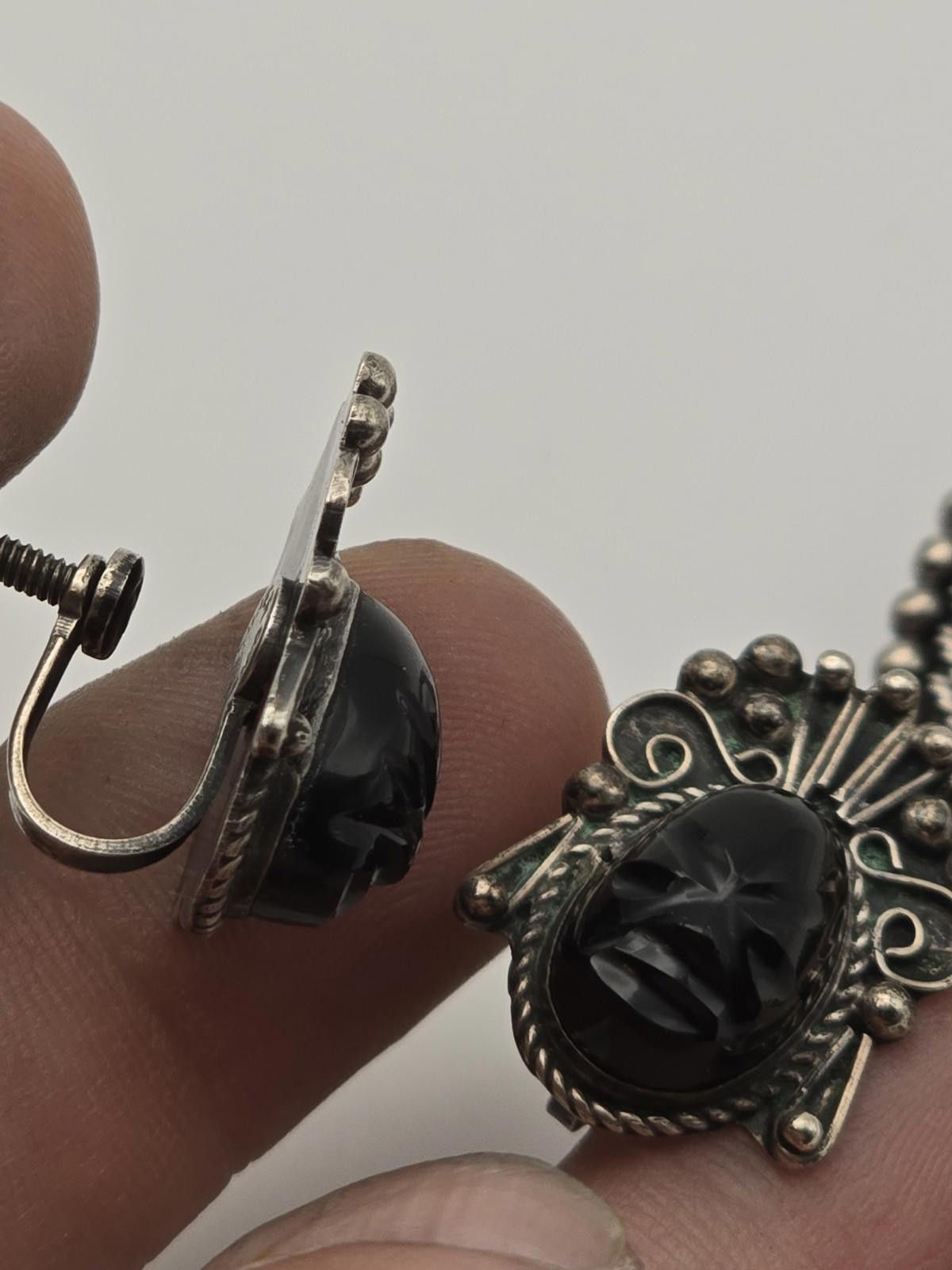 Other Mexican Sterling Onyx Mask Brooch & Earring Set Size ONE SIZE - 4 Thumbnail