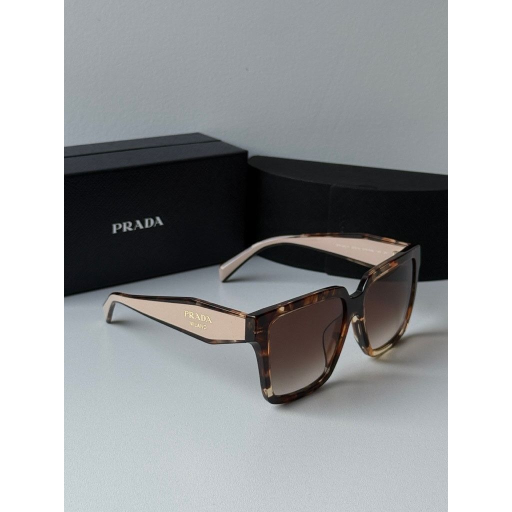Prada CNEW Prada PR24ZSF Sunglasses in Brown Powder Size ONE SIZE - 4 Thumbnail