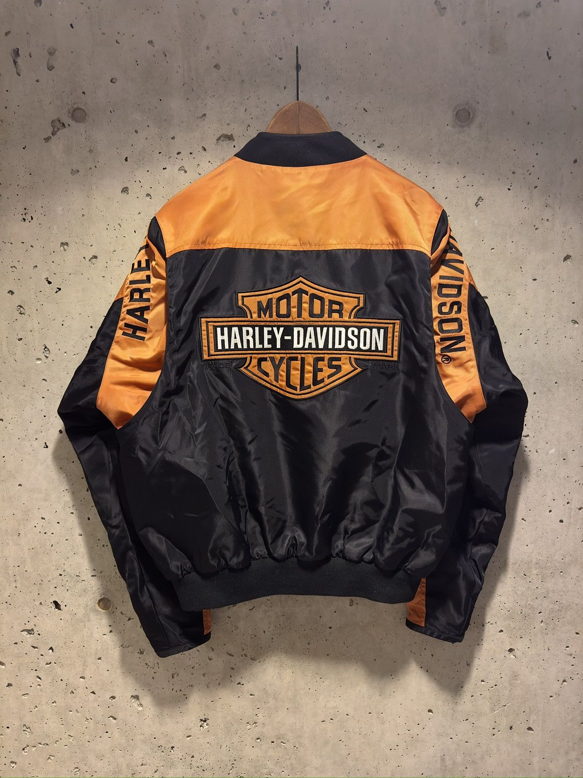 RARE Harley Davidson Leather Wool buy /nylon Riding jacket Black /Orange Men's L