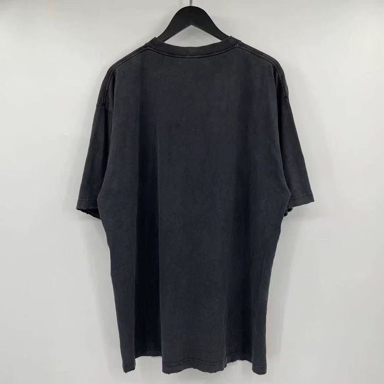 Balenciaga Balenciaga Washed Grey Old Slogan Short Sleeve Size US M / EU 48-50 / 2 - 2 Thumbnail