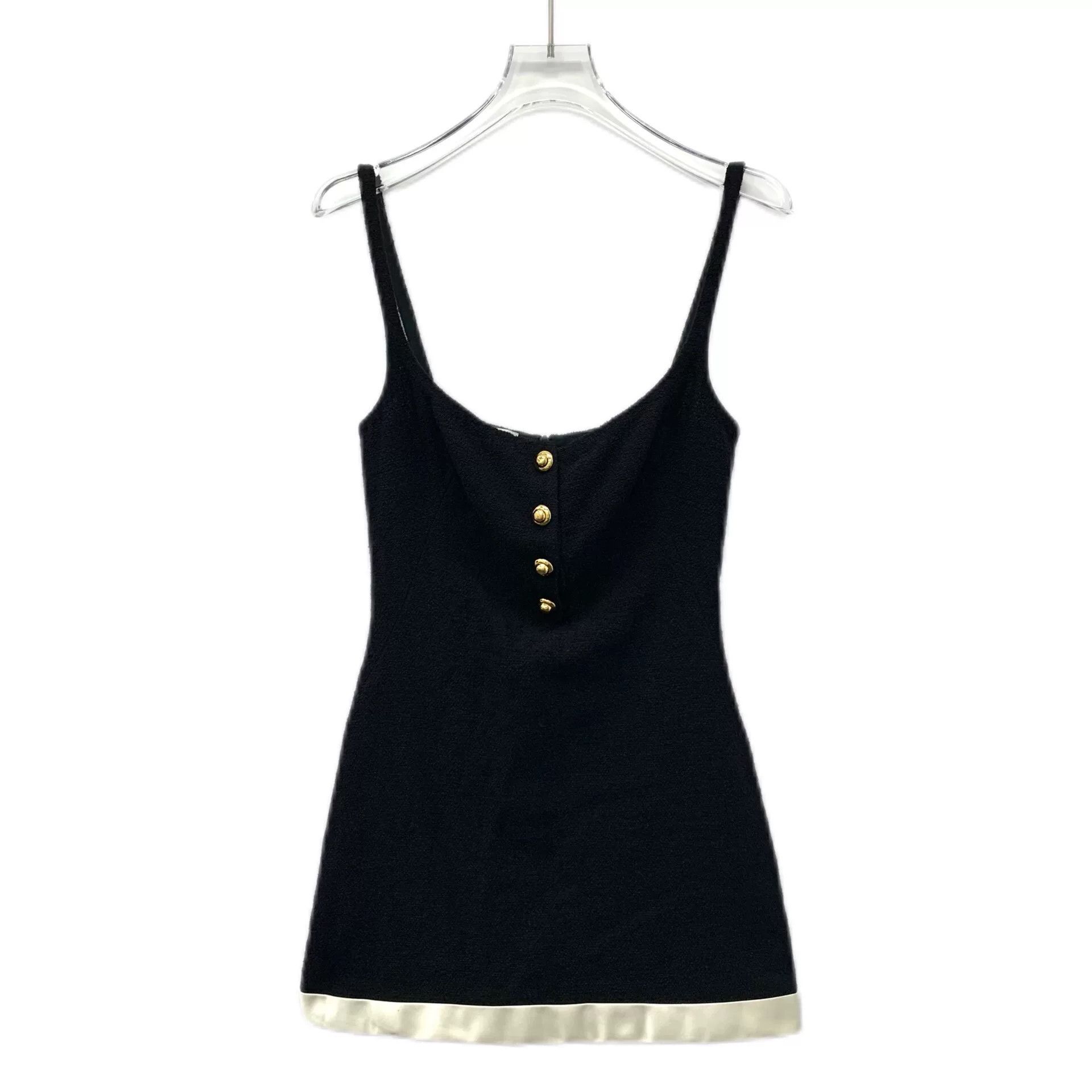 Miu Miu black wool spaghetti strap dress by miu miu Size US 38 / EU 54 - 1 Thumbnail