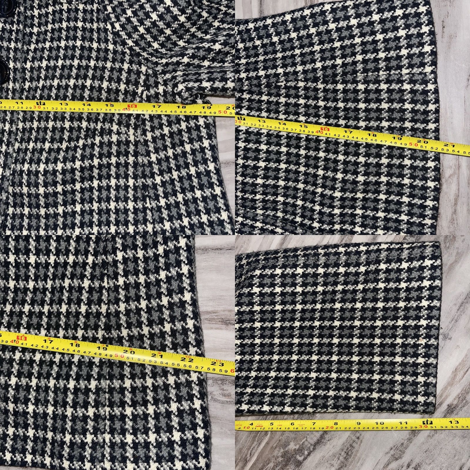 Vintage Briggs New York Womens Jacket Black Gray Cream Plaid Lined Wool Blend 3/4 Sleeve Short Sz 10P Button Coat Size L / US 10 / IT 46 - 8 Thumbnail