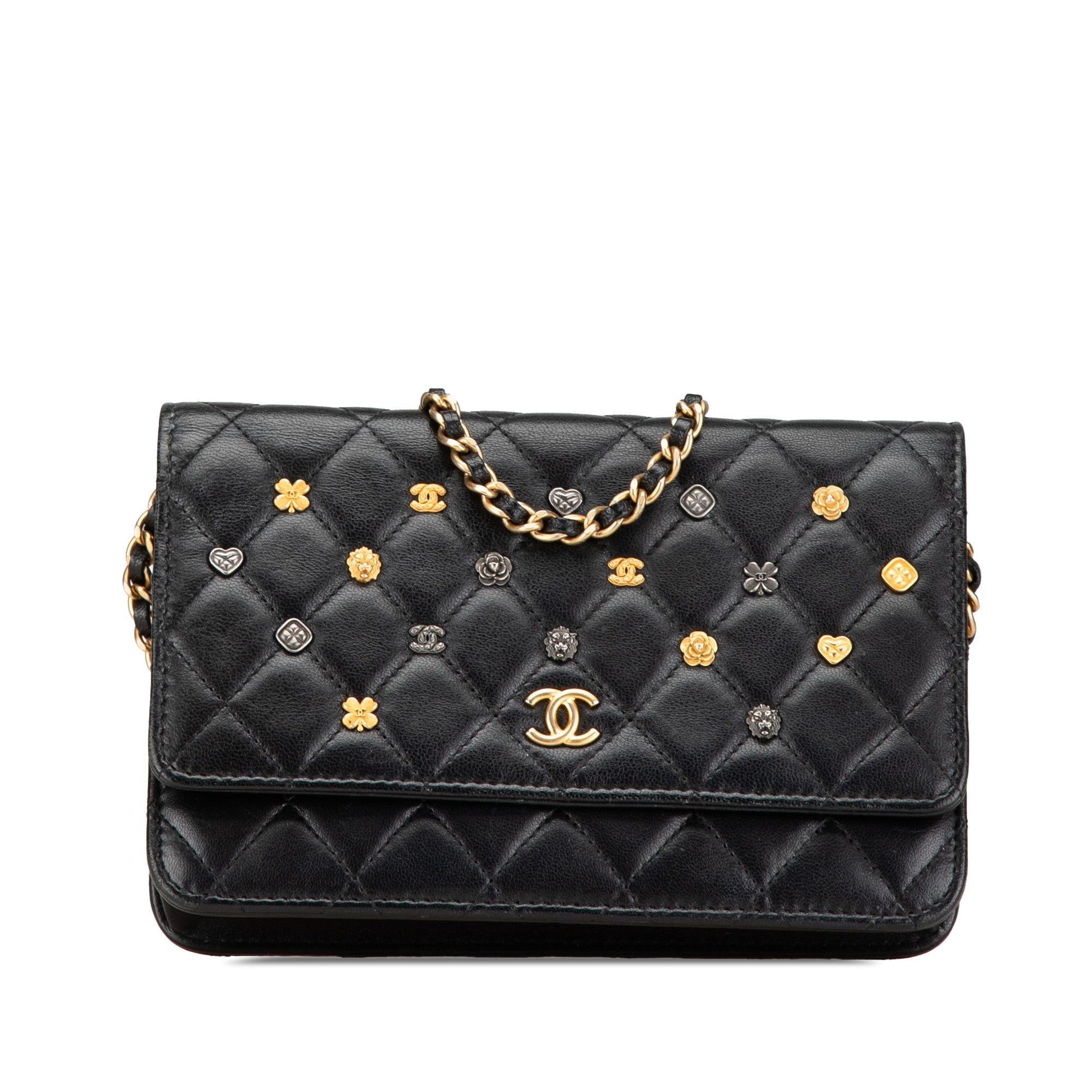 Chanel Chanel Quilted Studded Lambskin 18K Lucky Charms Wallet On Chain Black Size ONE SIZE - 1 Thumbnail