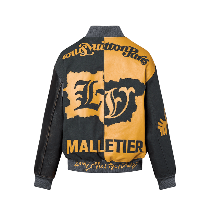 Louis Vuitton LOUIS VUITTON JACKET LEATHER MONOGRAM VARSITY DENIM
