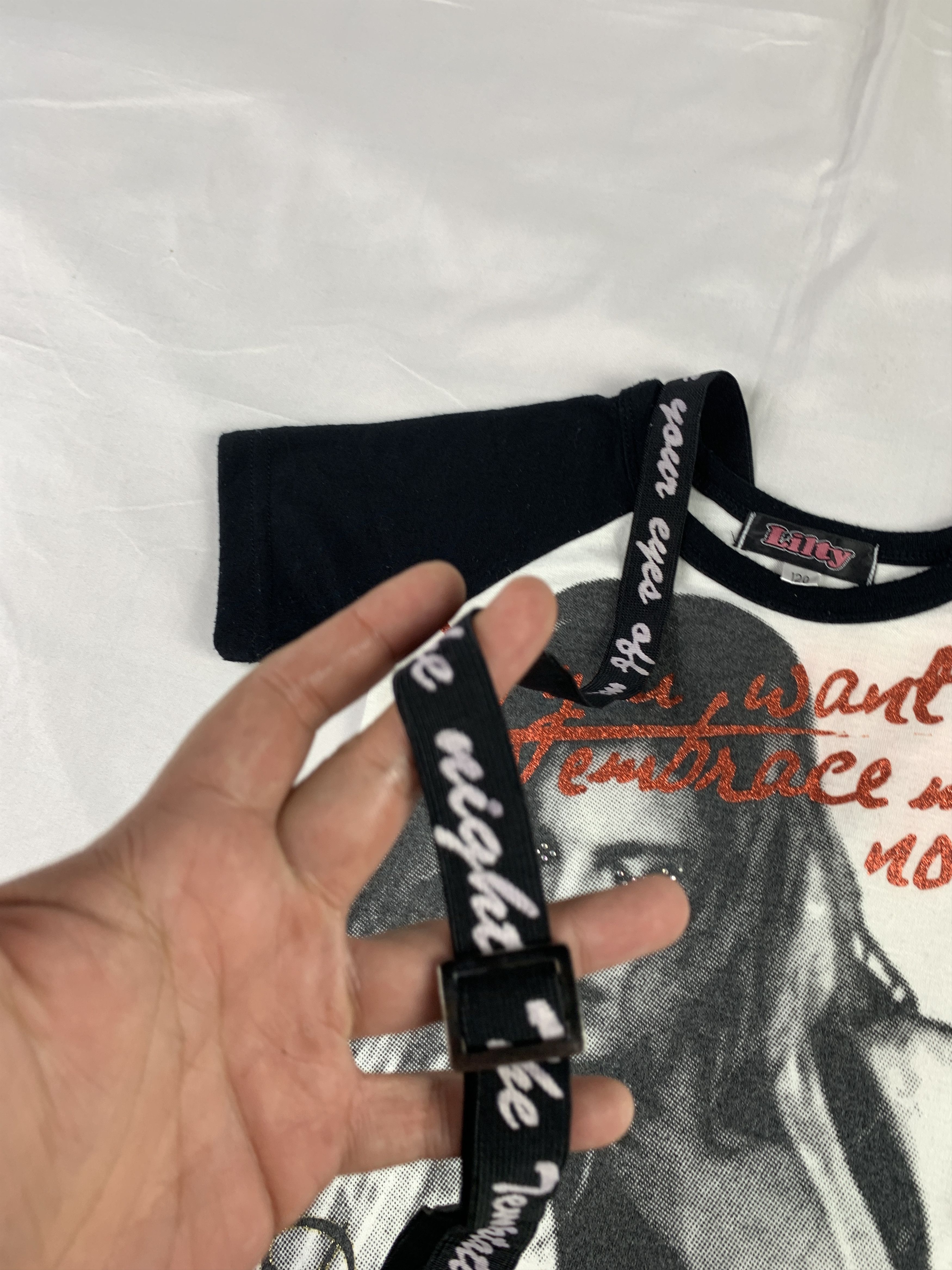 Japanese Brand y2k Lilty Girl Graphic Suspender Raglan Tee (XS) Size XS / US 0-2 / IT 36-38 - 7 Thumbnail