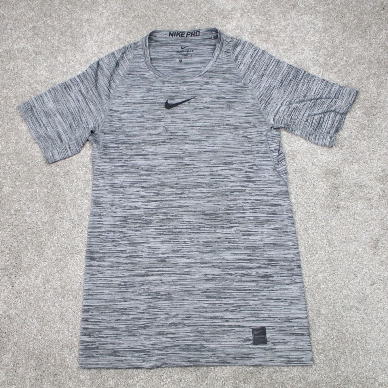 Nike Nike Pro Shirt Mens Small Gray Dri-Fit Polyester Nylon Stretch S/S Pullover Shirt Size US S / EU 44-46 / 1 - 2 Thumbnail