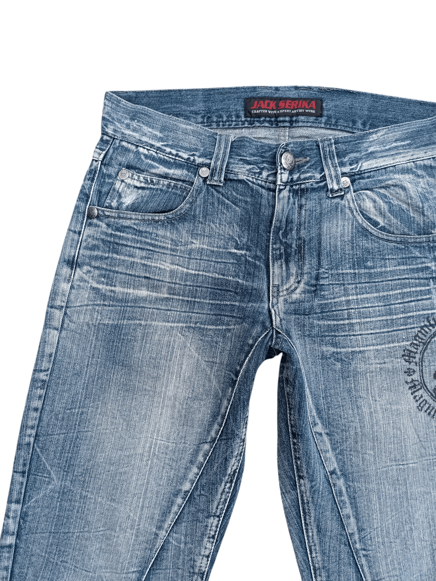 Seditionaries 🔥 Vintage Flare JACK SERIKA Seditionaries Skulls Jeans Size US 32 / EU 48 - 10 Thumbnail