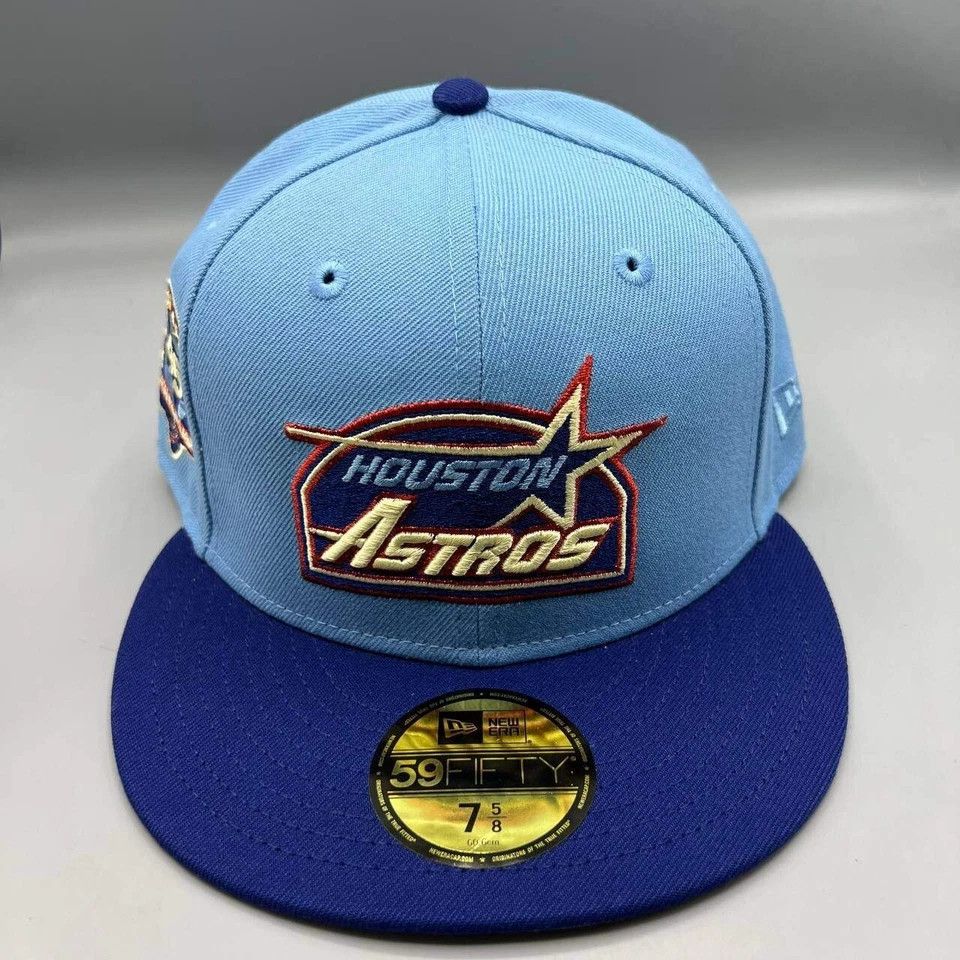 New Era Houston Astros Hat Men 7 5/8 59Fifty New Era MLB Fitted Cap Size ONE SIZE - 3 Thumbnail