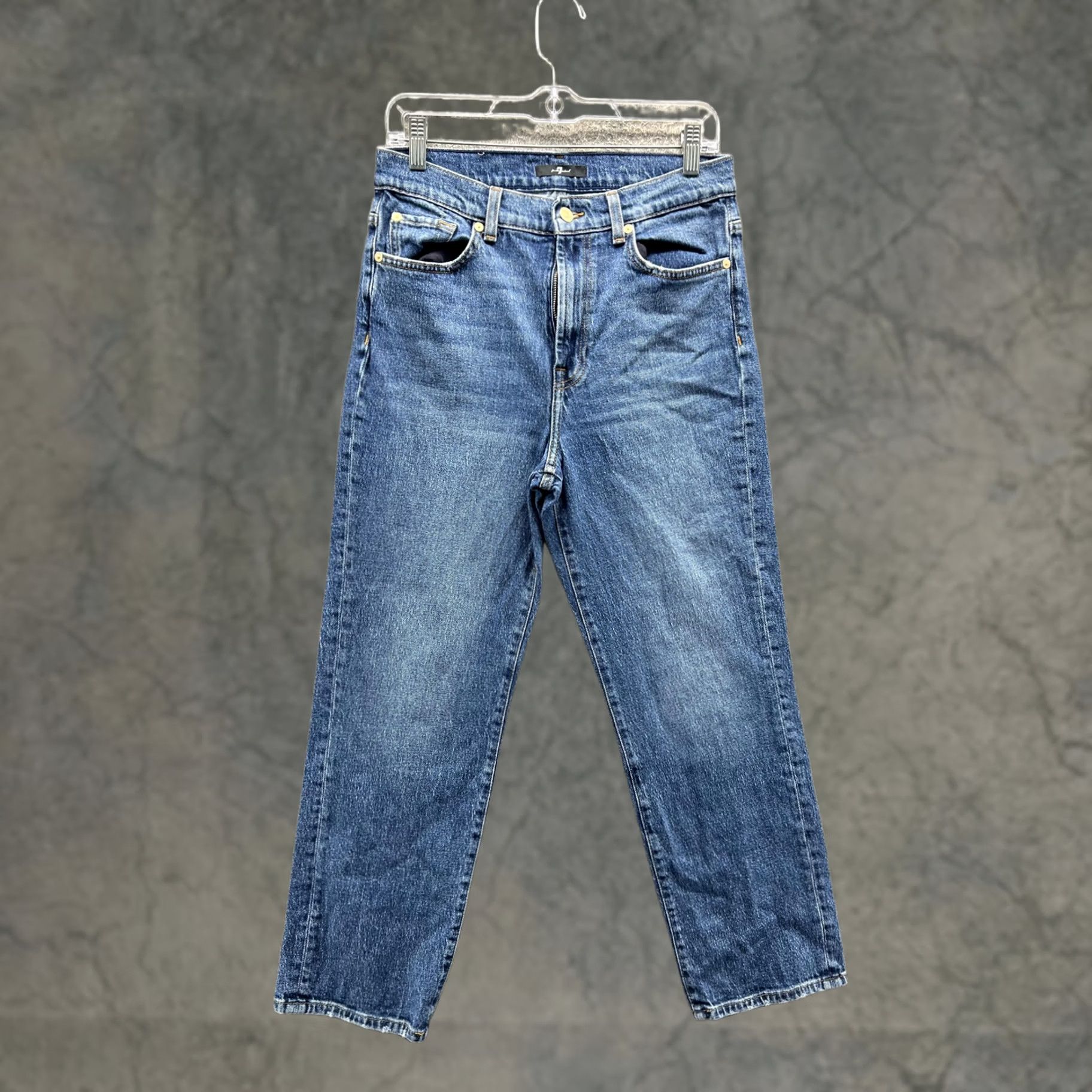 7 For All Mankind 7 For All Mankind Logan Stovepipe Jeans Womens 29 Blue Straight Denim 29x27 Size 29" - 1 Thumbnail