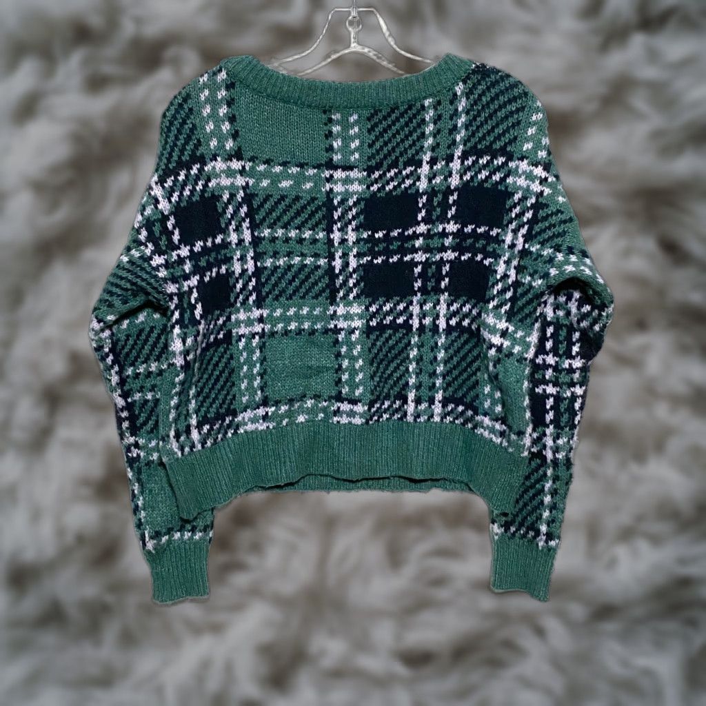 Abercrombie & Fitch Abercrombie & Fitch Plaid Cropped Sweater Women XS Green Blue Preppy Y2K Comfort Pullover Wool Nylon Acrylic Casual Workwear Size XS / US 0-2 / IT 36-38 - 1 Thumbnail