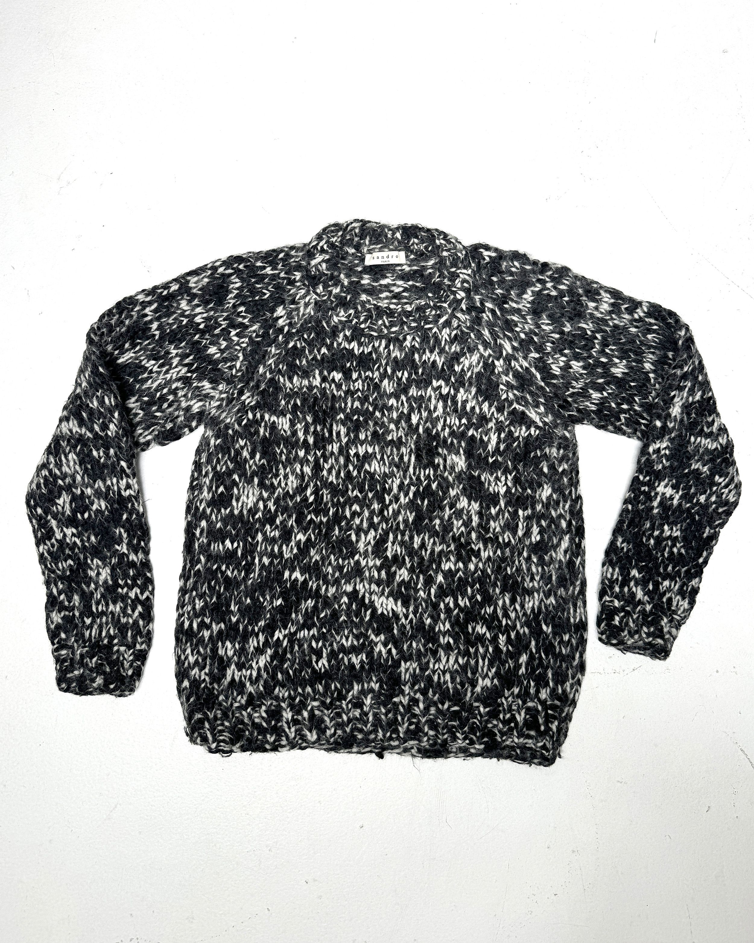 Sandro Heavyweight herringbone knit crewneck sweater Size US L / EU 52-54 / 3 - 1 Thumbnail