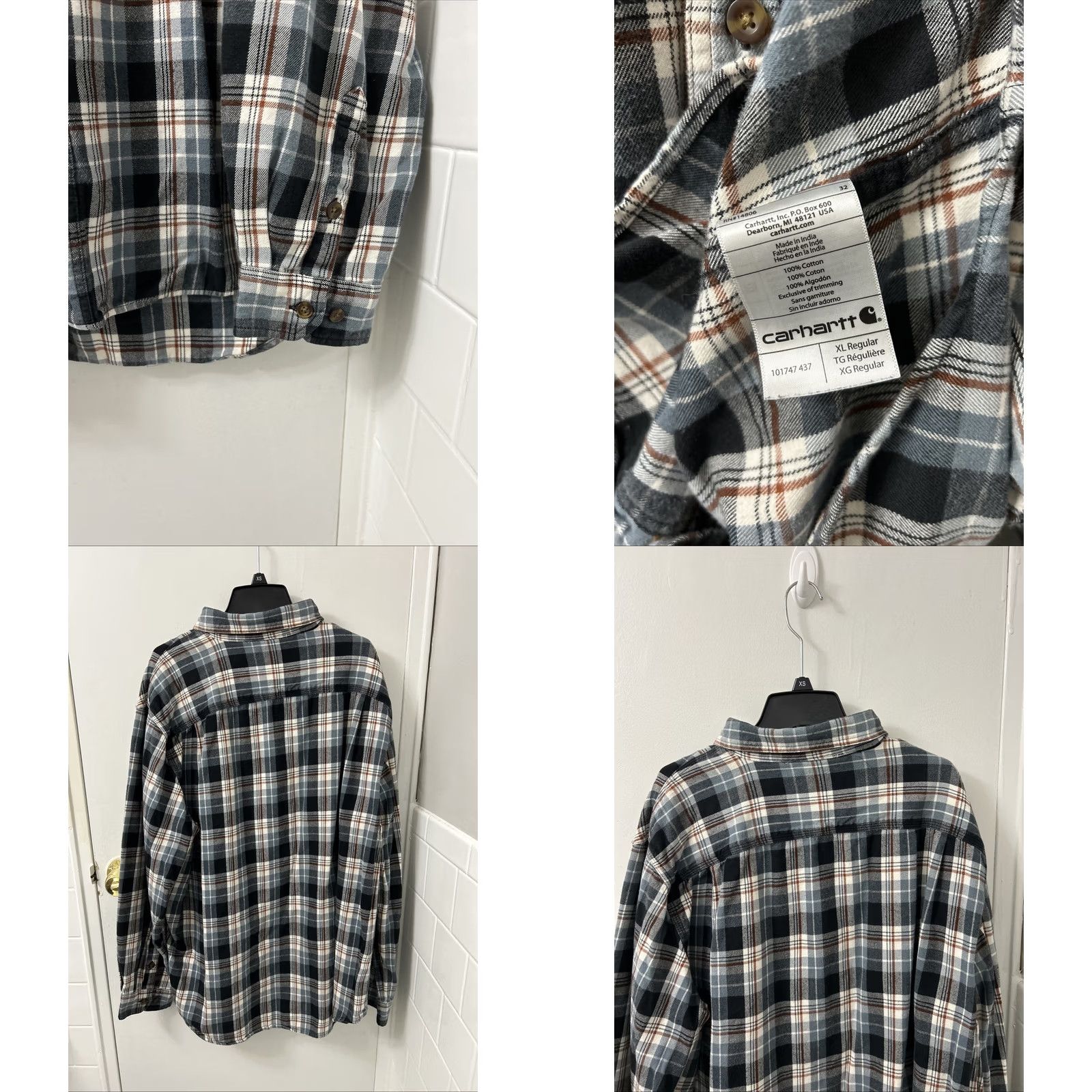 Carhartt Carhartt Shirt Mens XL Blue Trumbull Plaid Flannel Relaxed Button-Down L/S Size US XL / EU 56 / 4 - 8 Thumbnail