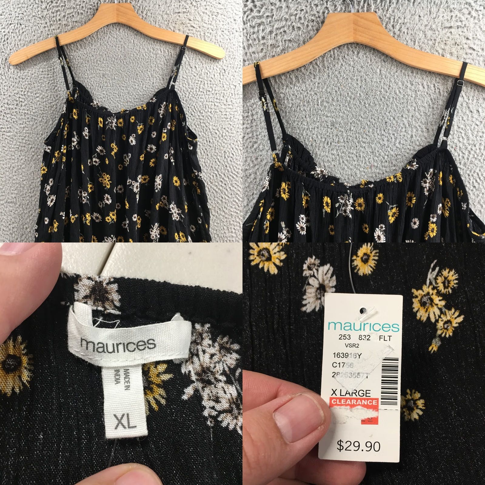 Vintage Maurices Sleeveless Top Womens XL Black Floral Print Rayon Casual Pullover NEW Size XL / US 12-14 / IT 48-50 - 8 Thumbnail