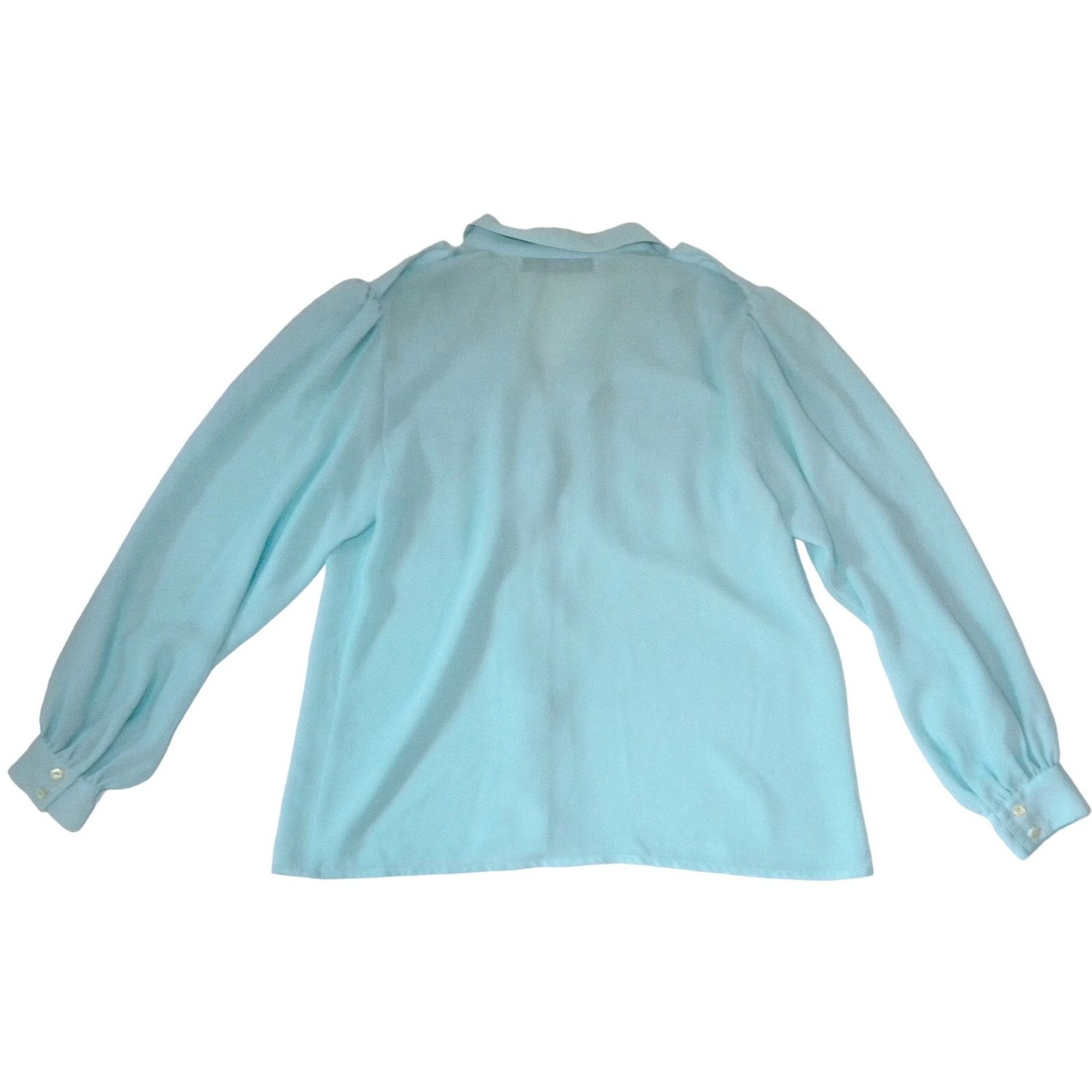 Vintage 90s Y2K Semi Sheer Turquoise Blouse w Epaulettes CHAUS | S Size S / US 4 / IT 40 - 8 Thumbnail