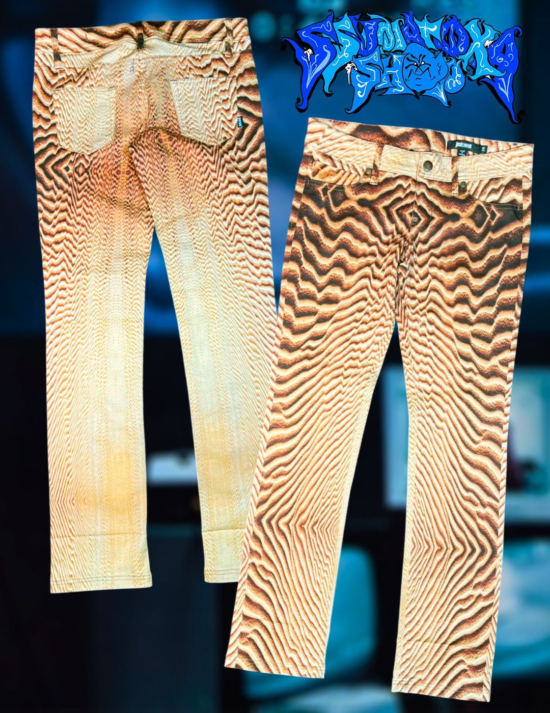 Roberto Cavalli Vintage Y2K Just Cavalli AllOver Optical Animal Print Pants Size 26" / US 2 / IT 38 - 1 Thumbnail