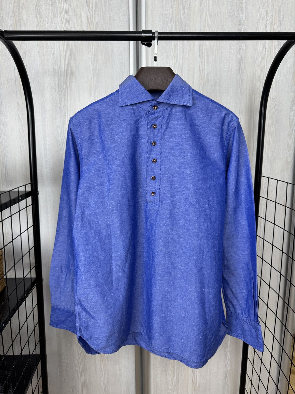 Other Recency of Mine Linen Cotton blue half button shirt Size US M / EU 48-50 / 2 - 1 Thumbnail