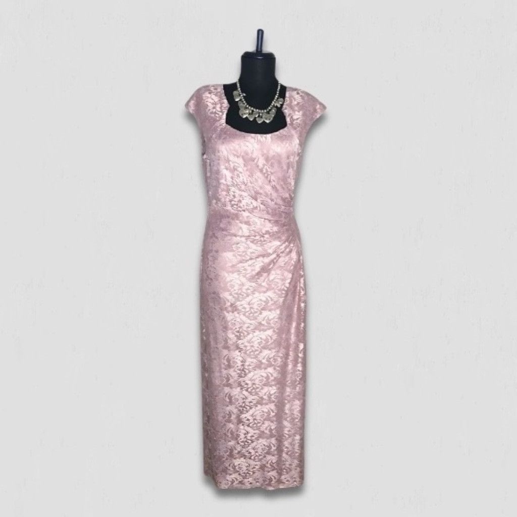 Vintage Tahari Arthur S. Levine Maxi Sequin Gown Floral Lace Pink 6 Size M / US 6-8 / IT 42-44 - 1 Thumbnail