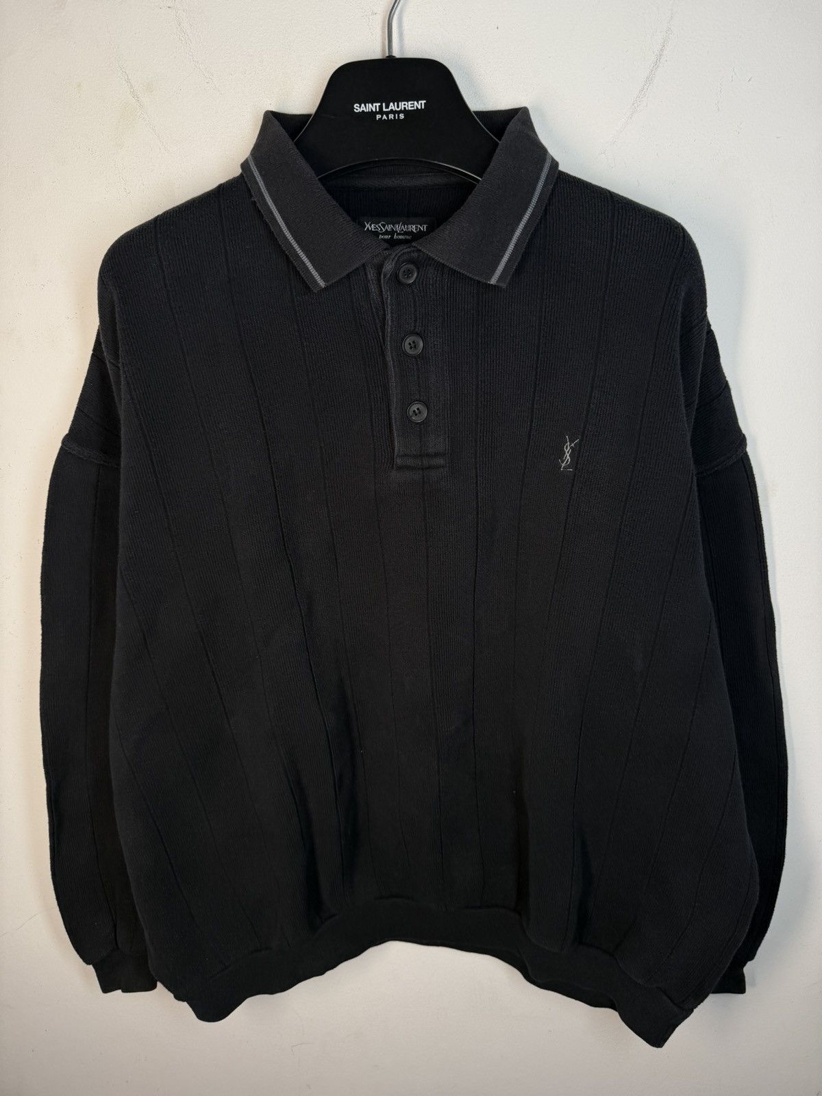 Yves Saint Laurent 90s YSL Sweatshirt Black Sweater Vintage Quarter Zip Up Size US XL / EU 56 / 4 - 19 Thumbnail