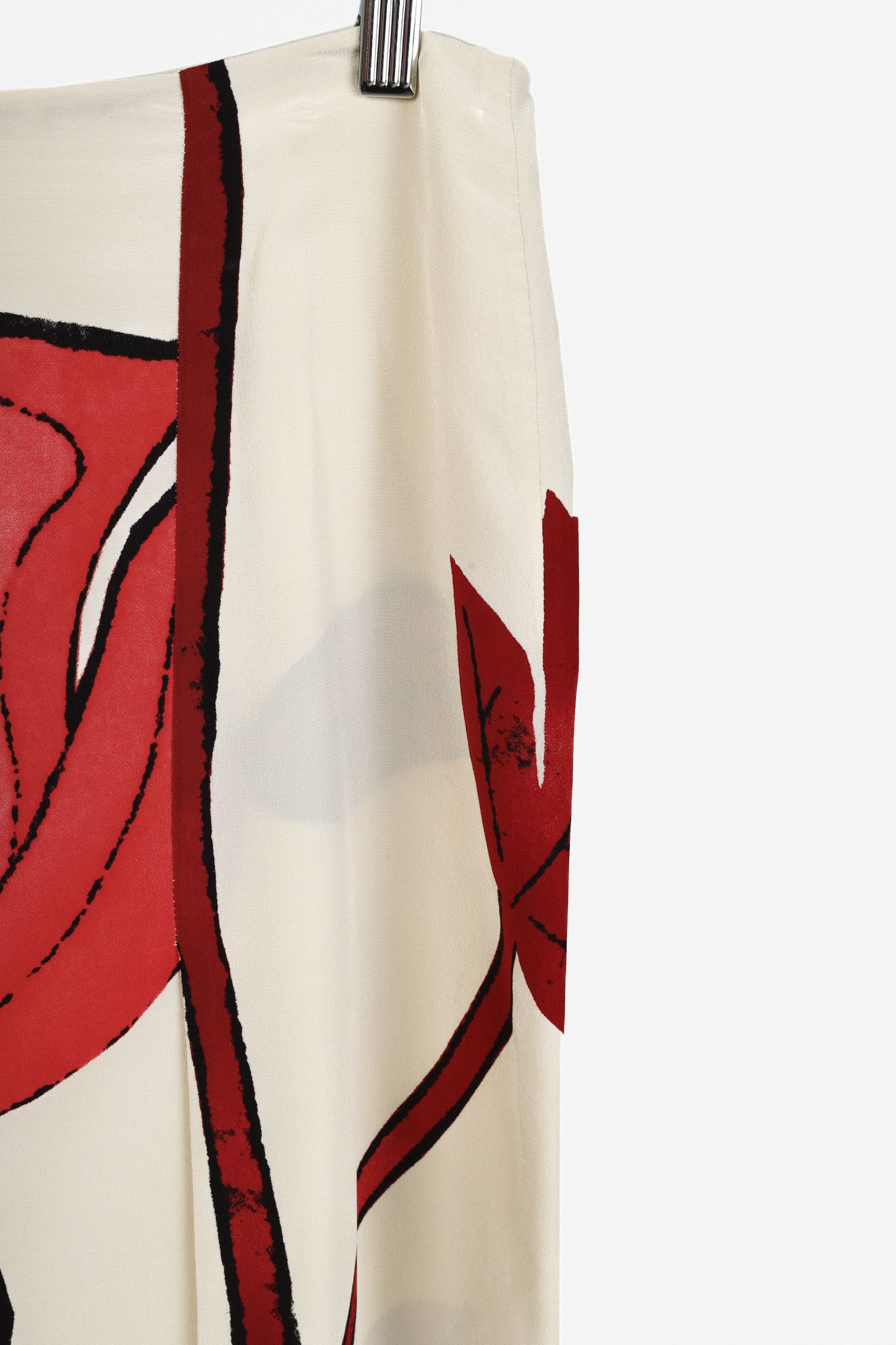 Marni Marni Cream and Red Silk Floral Print Skirt Size 31" - 5 Thumbnail