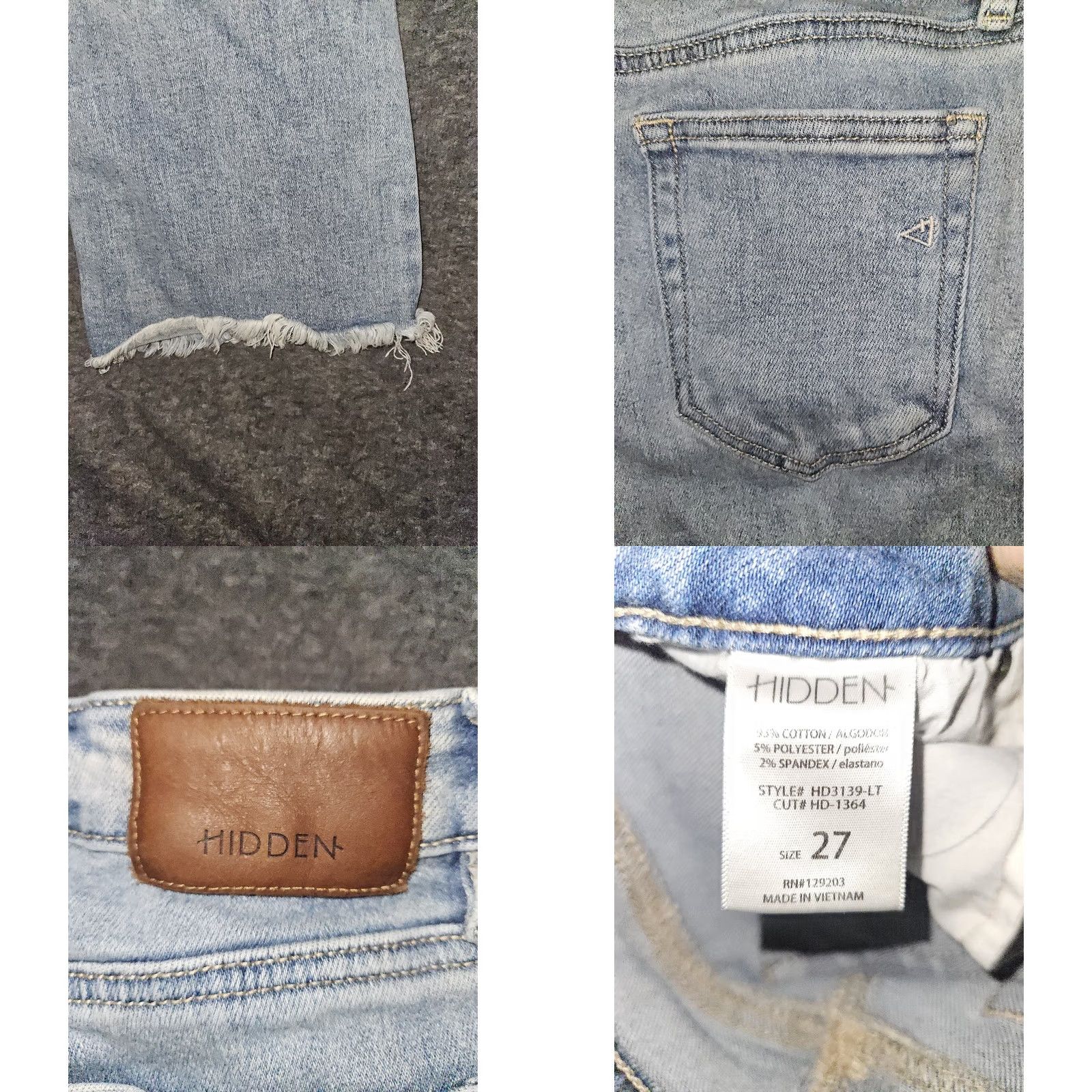 Vintage Hidden Jeans Womens 27 Light Wash Distressed Flare Raw Hem High Rise Stretch Jeans Size 27" / US 4 / IT 40 - 8 Thumbnail