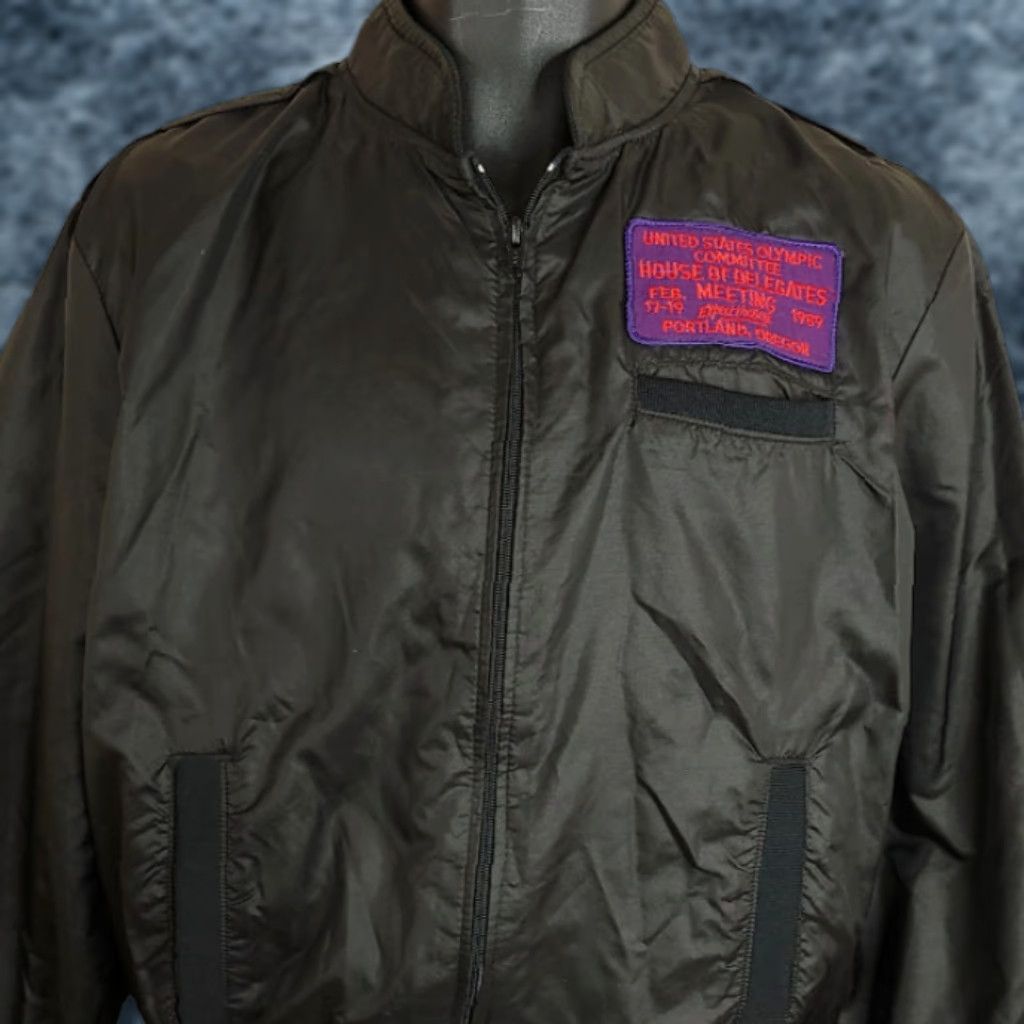 Holloway VINTAGE United States Olympic Committee Jacket Mens Size Medium 80s Made In USA Holloway Black Windbreaker Size US M / EU 48-50 / 2 - 1 Thumbnail