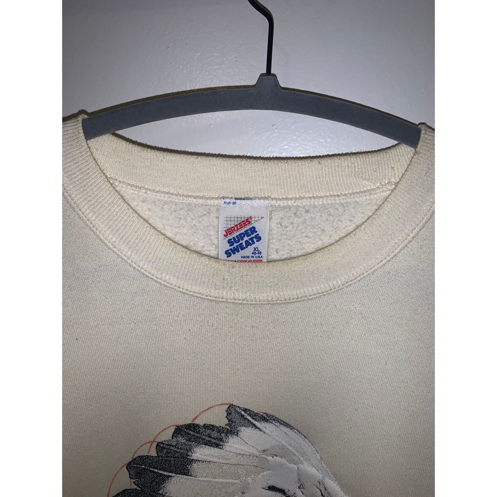 Vintage 90s Native American Graphic Sweatshirt Beige XL Size US L / EU 52-54 / 3 - 6 Thumbnail