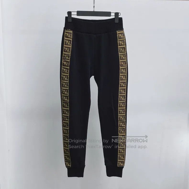 Fendi Fendi Black side logo long pants Size 24" / US 00 / IT 34 - 1 Thumbnail