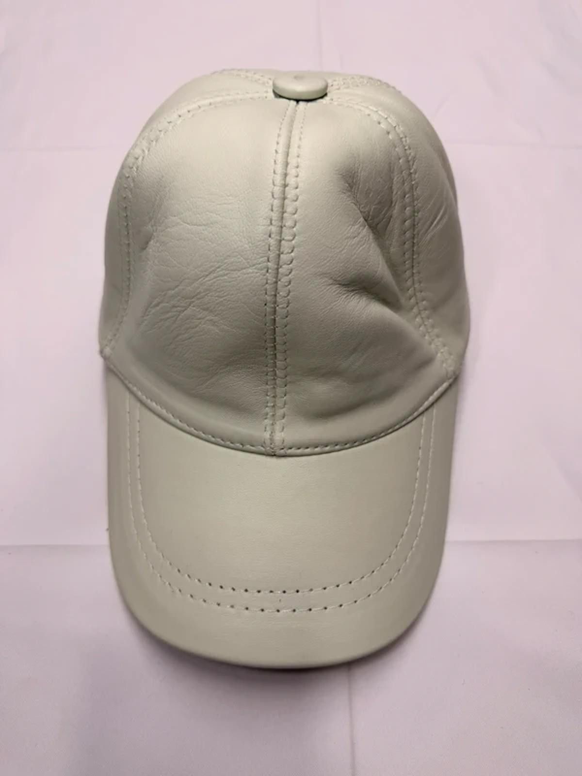 Other NEW White Leather Baseball Cap - Premium Hat #019 Size ONE SIZE - 1 Thumbnail