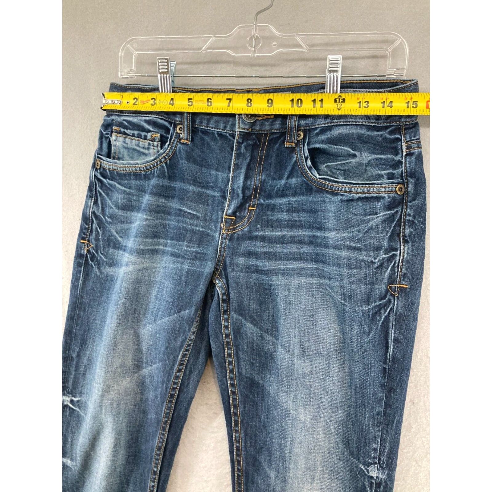 BKE BKE Jeans Mens 29R 5-Pocket Denim Slim Straight Inseam 32 Blue Cotton Blend Belt Buckle Bke Cowhide Logo Size US 29 - 2 Thumbnail
