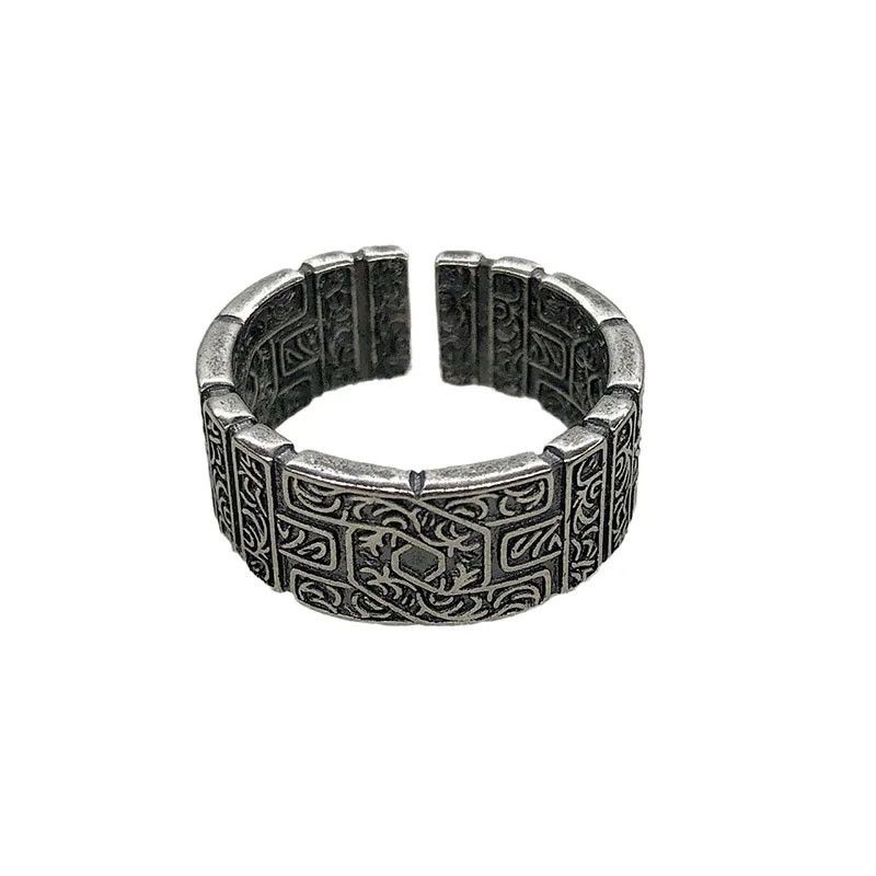 Jewelry × Vintage Thai Silver Ancient Style Retro Grass Pattern Ring Size ONE SIZE - 6 Thumbnail