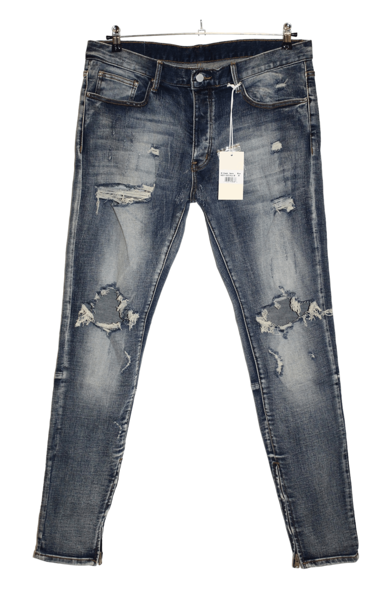 MNML MNML Stretch Slim Fit Distressed Zipper Biker Jeans Size US 38 / EU 54 - 12 Thumbnail