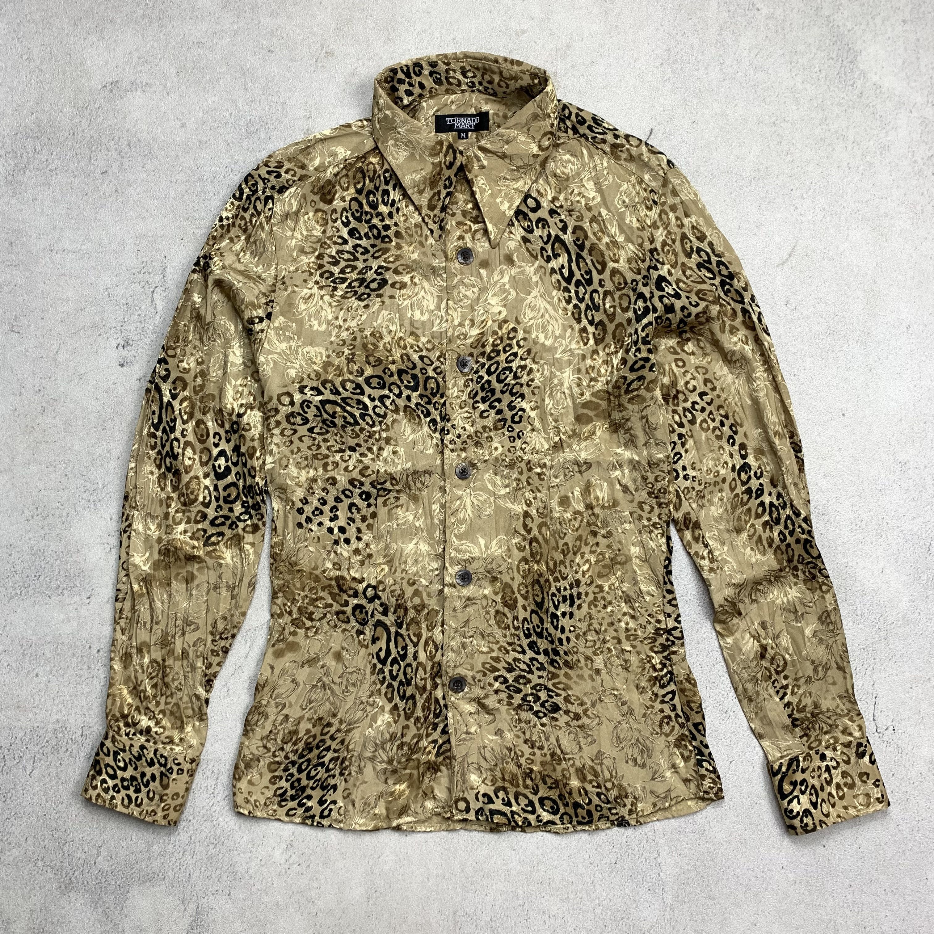 Tornado Mart Tornado Mart Gold Leopard Cheetah Jacquard Button Up Shirt Size US M / EU 48-50 / 2 - 1 Thumbnail