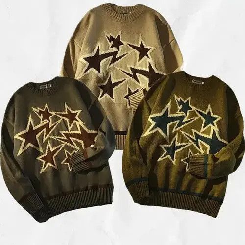 Y2K Vintage Shooting Star Designed Knitted Sweater