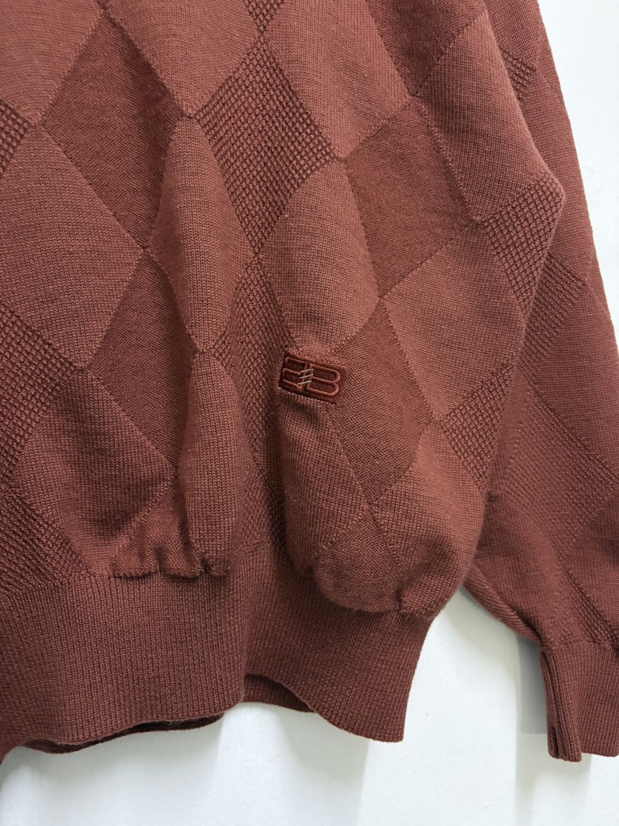 Balenciaga Vintage 90's Balenciaga Sports Maroon " BB " Knitwear Size US M / EU 48-50 / 2 - 4 Thumbnail