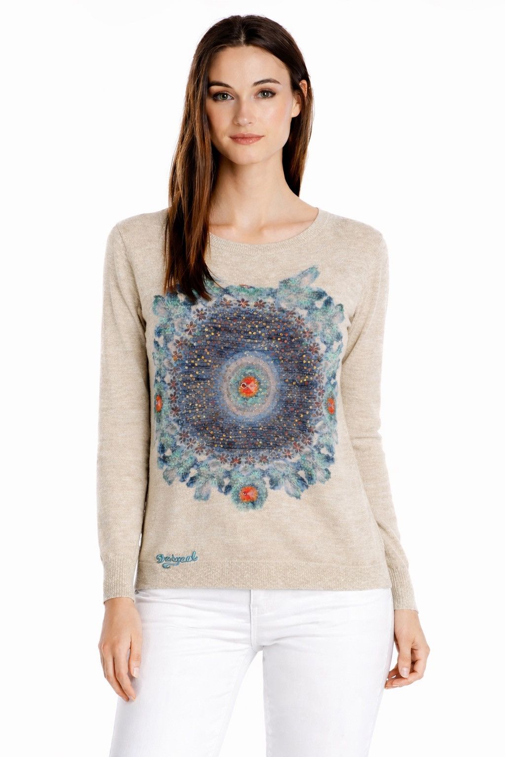 Desigual Desigual Womens Knit Sweater Mandala Embroidered LS Jumper Size M / US 6-8 / IT 42-44 - 1 Thumbnail
