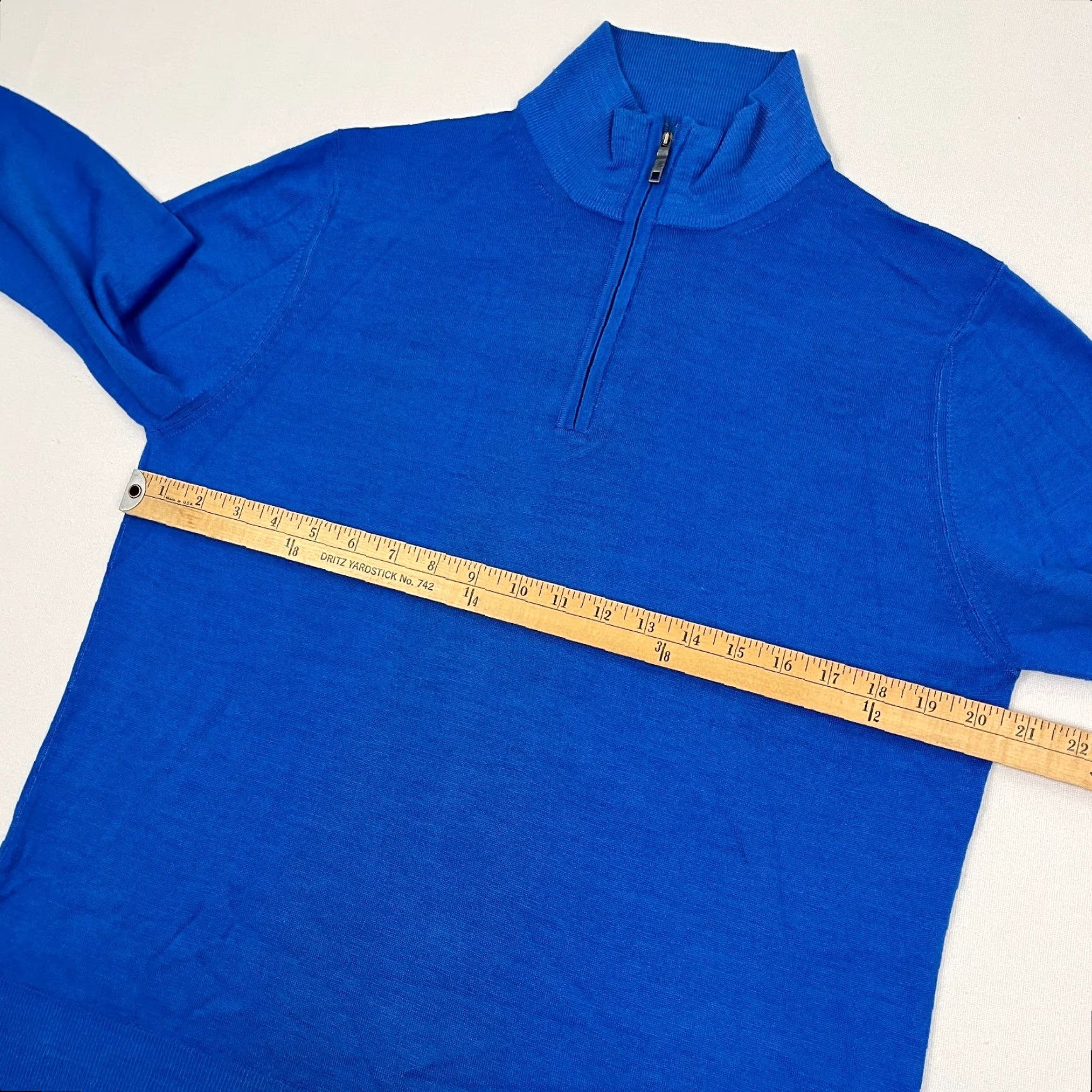 Vintage Dune Sweater Men Medium Size 50 Blue Merino Wool 1/4 Quarter Zip Pullover Italy Size US M / EU 48-50 / 2 - 5 Thumbnail