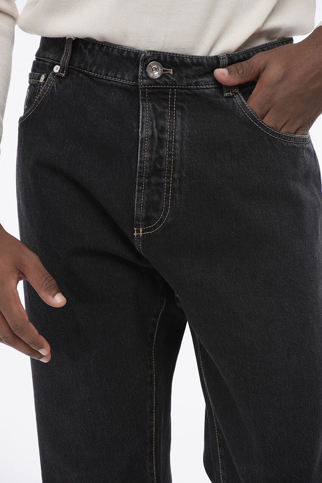 Brunello Cucinelli og1mm0725 Cotton Slim Fit Denim in Black Size US 40 / EU 56 - 2 Thumbnail