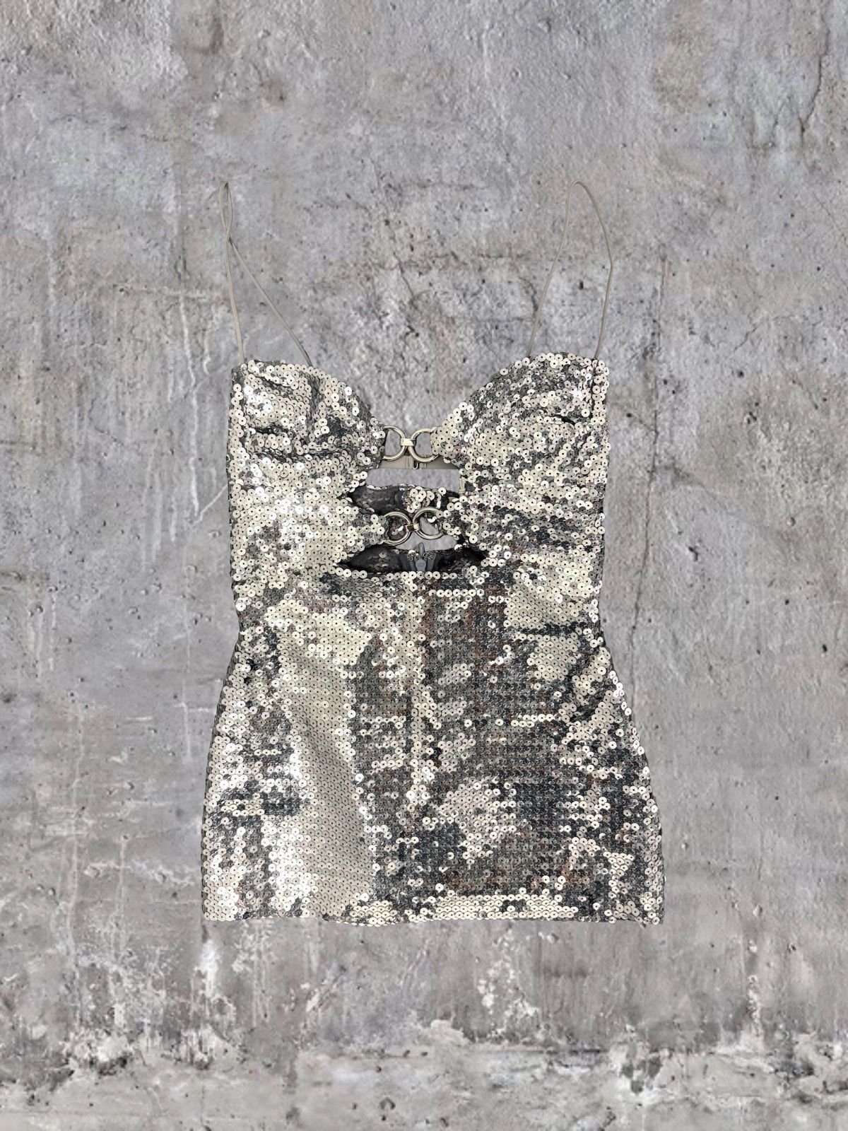 Nensi Dojaka nensi dojaka silver sequin spaghetti strap top Size S / US 4 / IT 40 - 2 Thumbnail