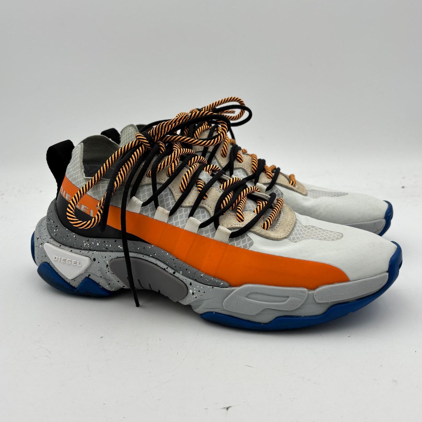 Diesel S-Kipper Band White Canvas Lace Up Sneakers Men's 9