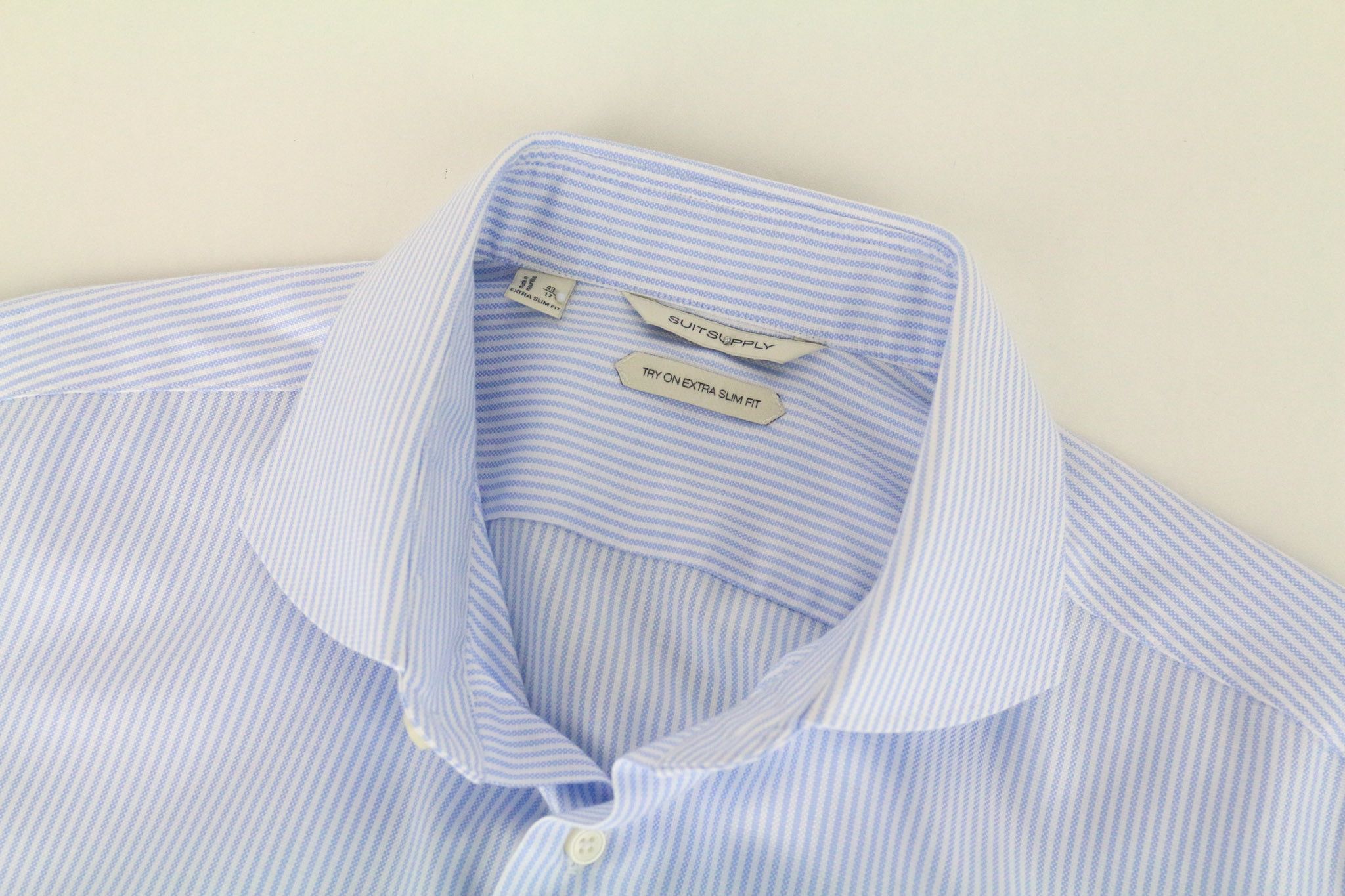Suitsupply 43/17 Blue Cotton Striped Classic 72594 Size 42R - 3 Thumbnail